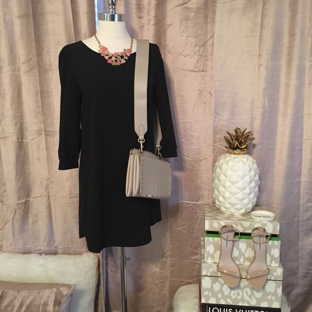 3/4 sleeve shift tunic dress